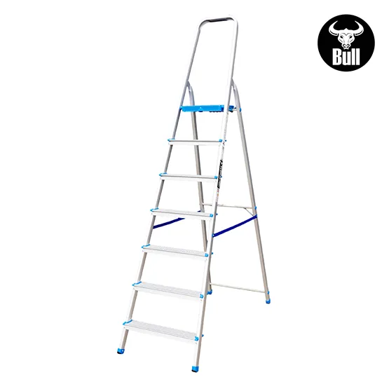 ESCALERA ALUMINIO TIPO BANQUETA 7 PASOS 150KG 1.50m AB150-7IA AMERICAN BULL