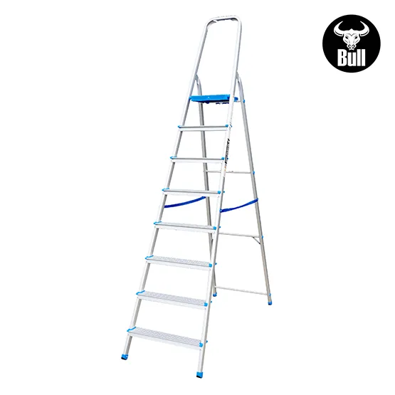 ESCALERA ALUMINIO TIPO BANQUETA 8 PASOS 150KG 1.72m AB150-8IA AMERICAN BULL