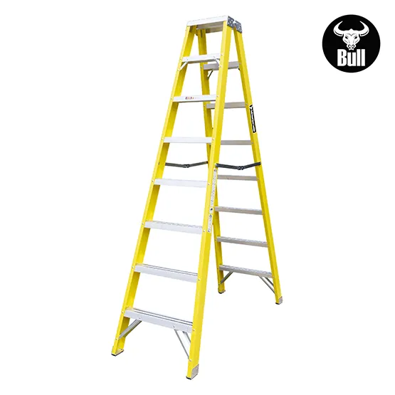 ESCALERA FIBRA TIJERA DOBLE ACCESO 8 PASOS 150KG 2.44m FTD150-8IA AMERICAN BULL