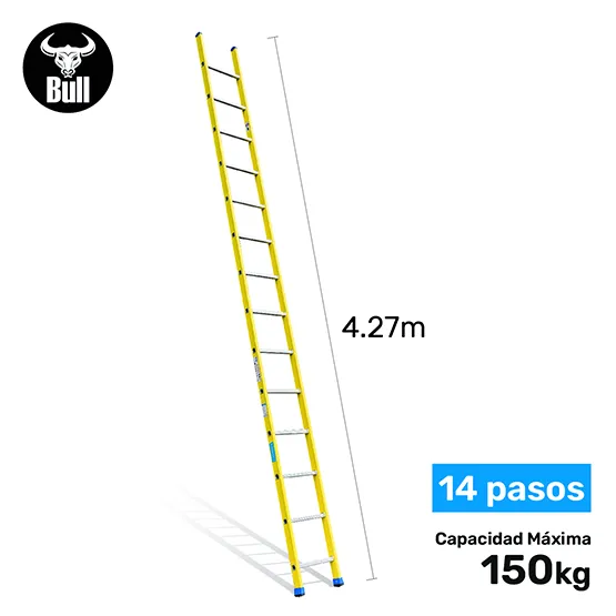 ESCALERA FIBRA TIPO ARRIMO 14 PASOS 150KG 4.27m FA150-14IA AMERICAN BULL