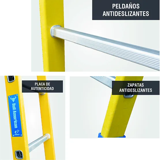 ESCALERA FIBRA TIPO ARRIMO 14 PASOS 150KG 4.27m FA150-14IA AMERICAN BULL