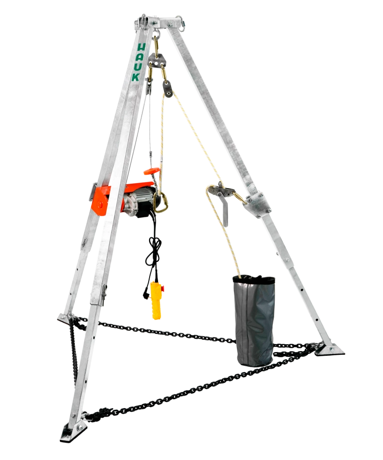 TRIPODE PARA ESPACIOS CONFINADOS ( CUERDA,CABLE, POLEAS Y WINCHE ELECTRICO) TECE HAUK