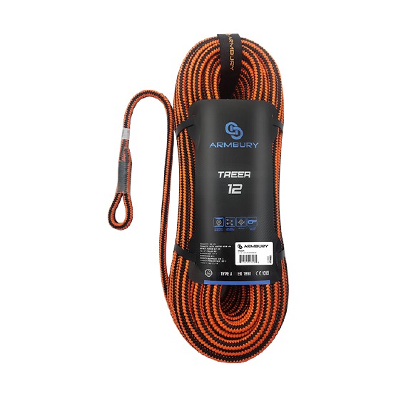 TREER 12 CUERDA SEMIESTATICA 12mm X 60MTS TERMINALES SELLADOS NEGRO / NARANJA 36 KN 4112693 ARMBURY
