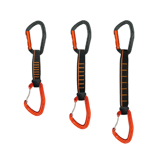 CINTA EXPRÉS MOSQUETÓN ERGONÓMICO MIX ALUMINIO 11CM NEGRO-NARANJA SEGURO AUTOMÁTICO MIX RECTO + SIMPLE 24 kN CE-EN 12275-EN 566 ACE QD PA16/25 MIX - 4141211 ARMBURY