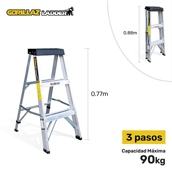 ALUMINIO ESCALERA TIJERA SIMPLE 0.91m GATS3-III GORILLAZ 90KG