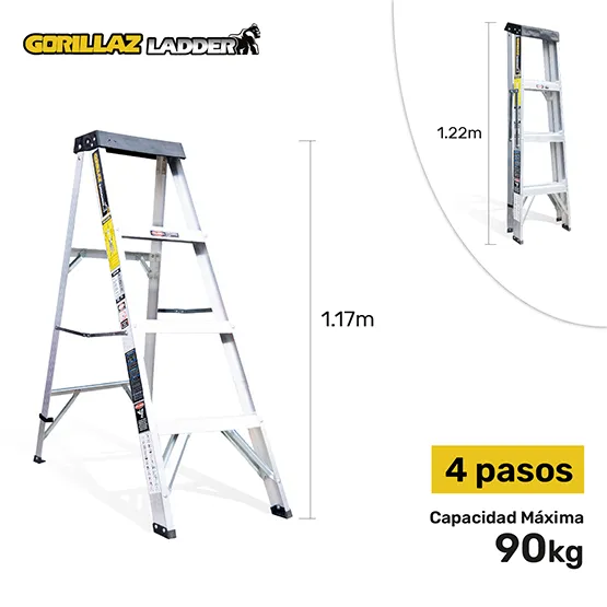 ALUMINIO ESCALERA TIJERA SIMPLE 1.22m GATS4-III GORILLAZ 90KG