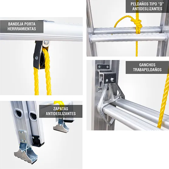 ALUMINIO ESCALERA EXTENSION 4.05m GATT16-III GORILLAZ 90KG