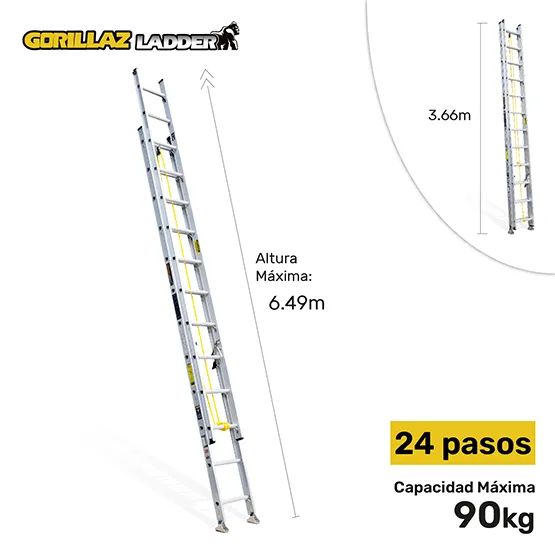 ALUMINIO ESCALERA EXTENSION 6.56m GATT24-III GORILLAZ 90KG