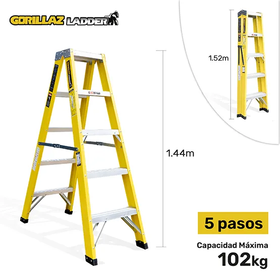 FIBRA ESCALERA TIJERA DOBLE 1.53m GFTD5-II GORILLAZ 102KG