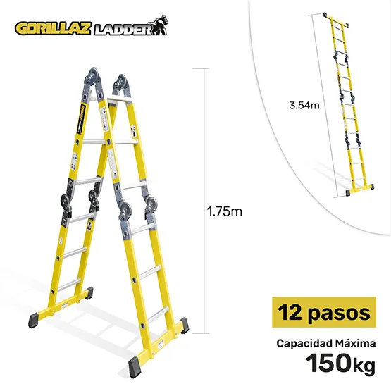 FIBRA ESCALERA MULTIPROPOSITO GFM12-IA+ PASOS GORILLAZ 150KG