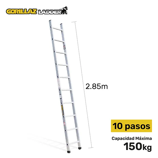 ALUMINIO ESCALERA DE APOYO 2.85m GAA10-IA GORILLAZ 150KG