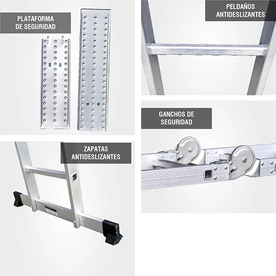 ALUMINIO ESCALERA MULTIPROPOSITO GAM12-IA+ PASOS GORILLAZ 150KG