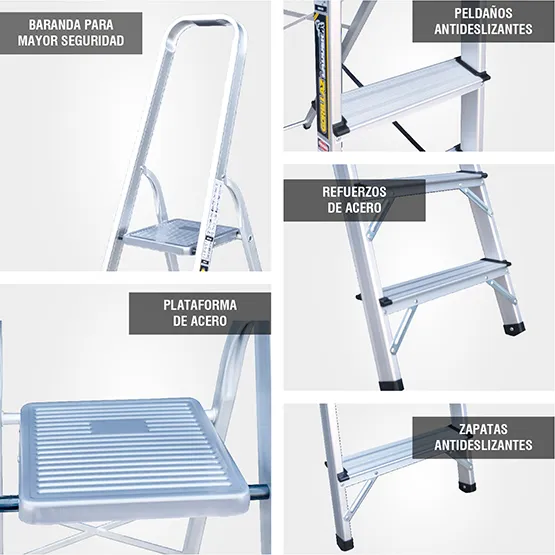 ALUMINIO ESCALERA BANQUETA 0.62m GAB3-IA GORILLAZ 150KG