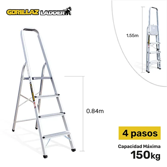 ALUMINIO ESCALERA BANQUETA 0.84m GAB4-IA GORILLAZ 150KG