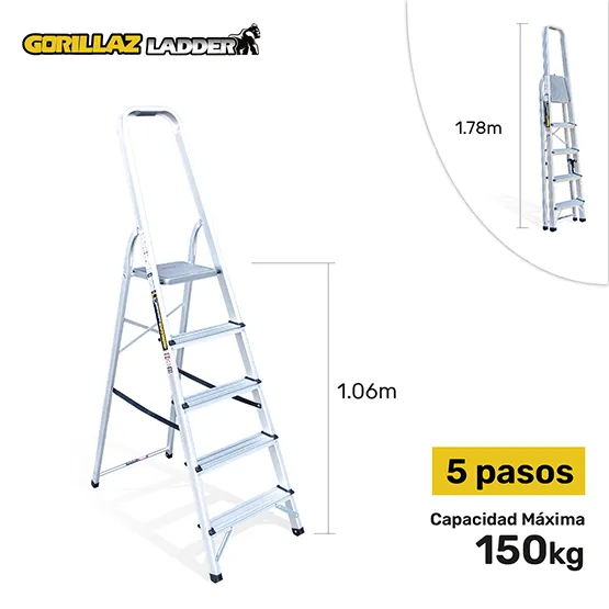 ALUMINIO ESCALERA BANQUETA 1.06m GAB5-IA GORILLAZ 150KG