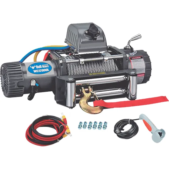 WINCHE 12V MODELO WC-12000LBS AMERICAN BULL - VELOCIDAD: 1.8~6.8m/min 25.5mts